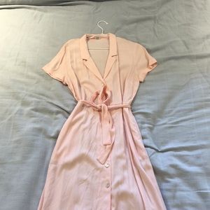 Wilfred light pink button-down midi dress